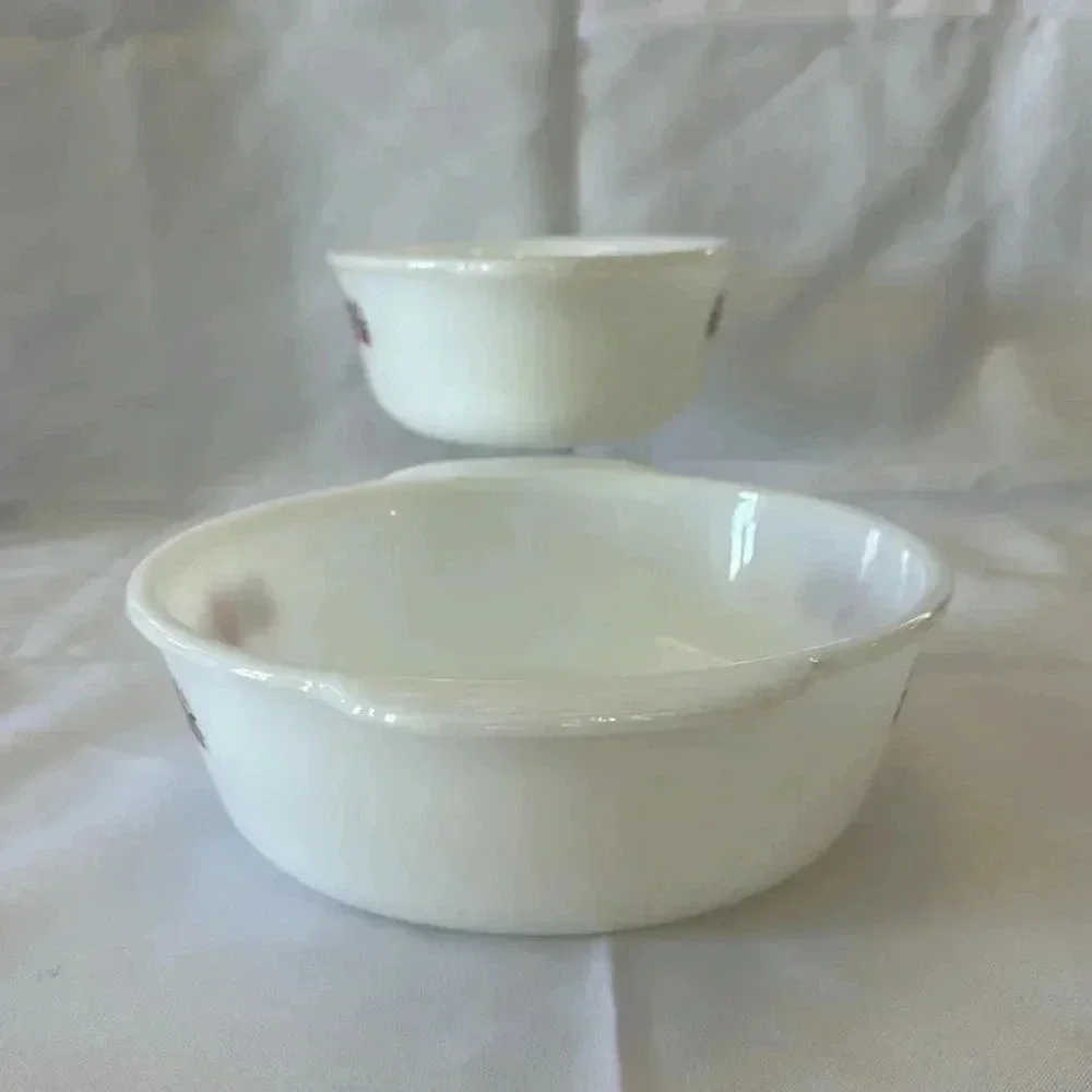 Vintage Fire King Primrose Casserole Dishes 2 QT 1.5 QT Bakeware Set of 2 Dishes